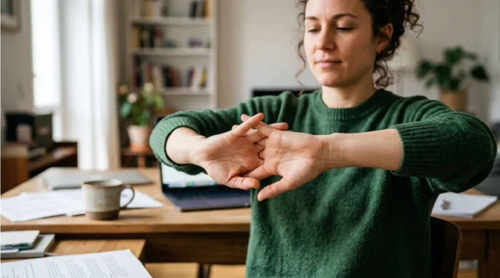 persona haciendo crepitación