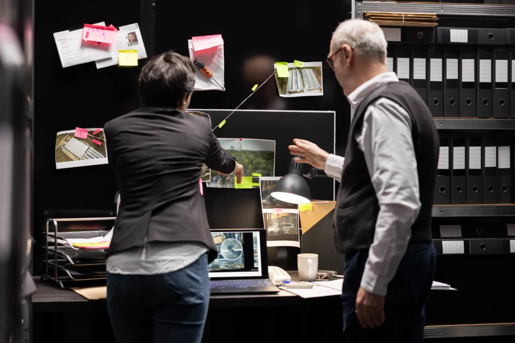 personas investigando un caso