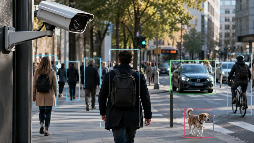 Una cámara analizando a objetos de la calle