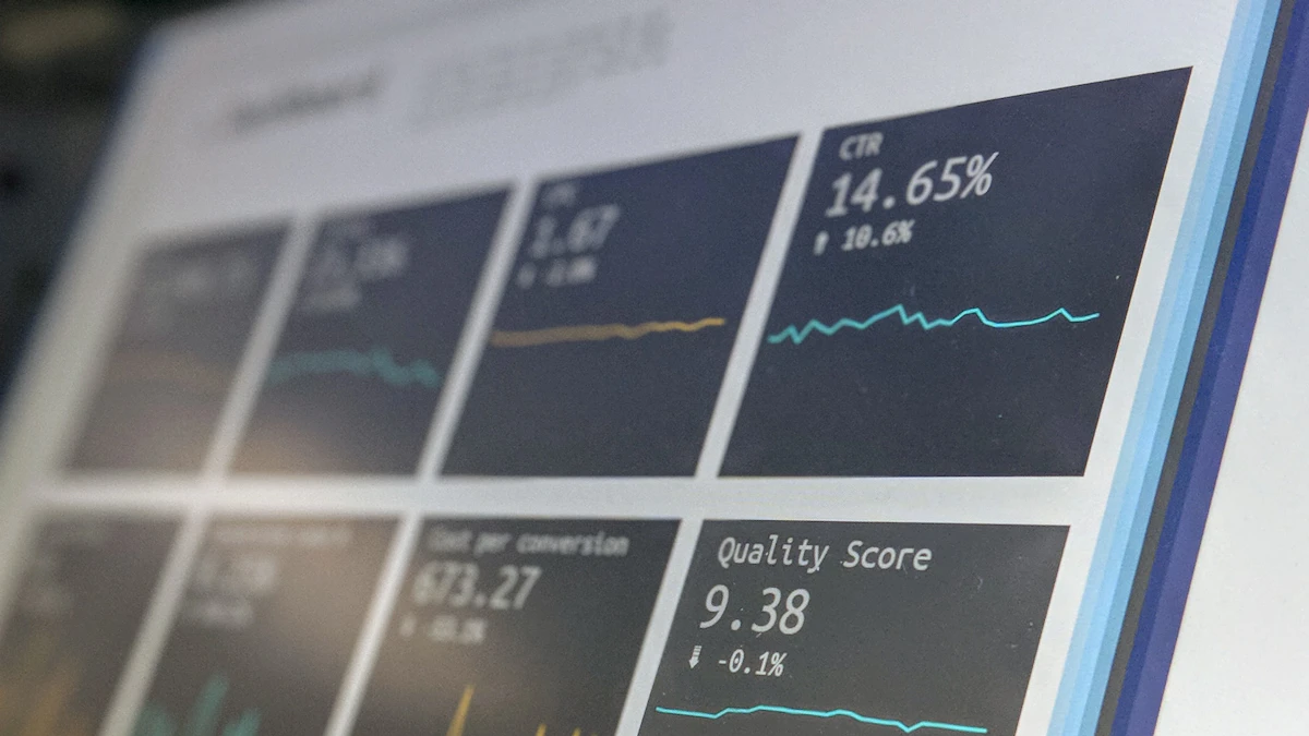 Ordenador portátil mostrando indicadores y gráficos para evaluar resultados comerciales